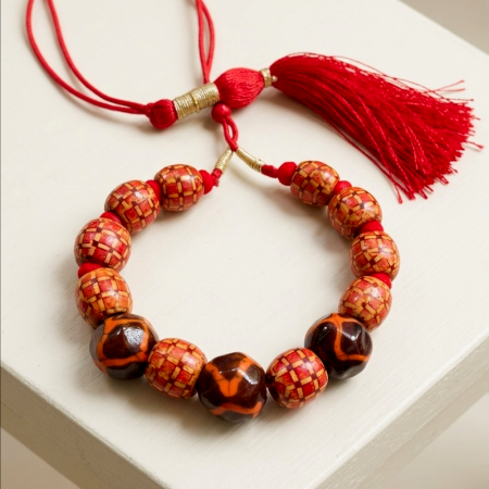 Handcrafted Jewelry Wooden Bead Crystal Necklace